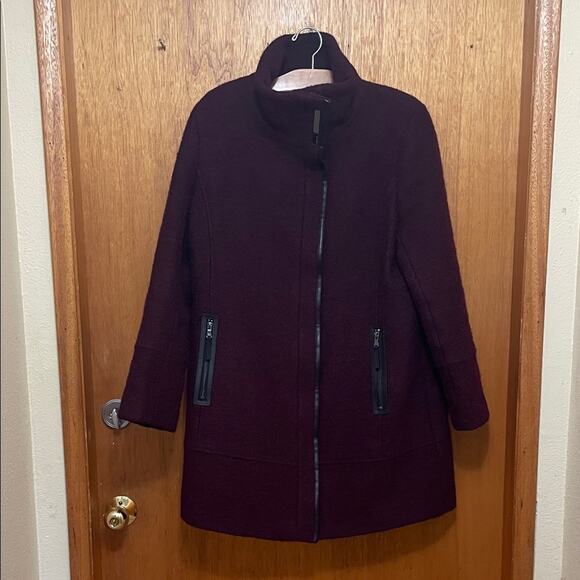 Calvin Klein Women's Burgundy Wool Blend Coat XL/TG - Picture 5 of 6